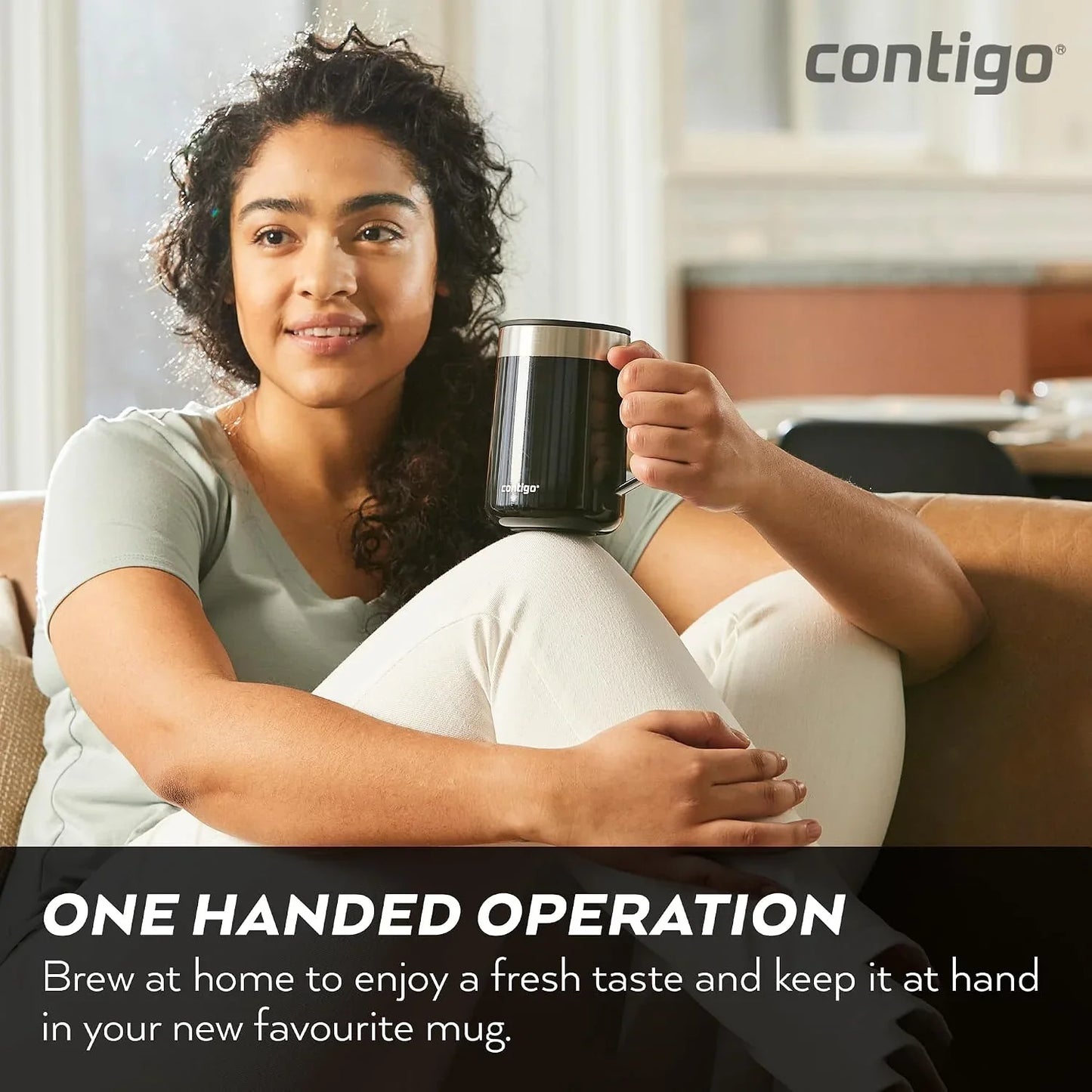 Contigo Streeterville Desk Mug, Insulated Coffee Mug with Stainless Steel Handle, Coffee to go Mug with lid, Keeps Coffee and Tea Warm for up to 5 Hours, Ideal for Office & Home, 410 ml