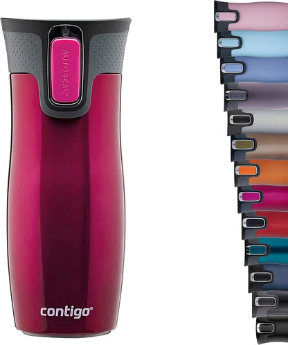 Contigo West Loop Autoseal Travel Mug, Stainless Steel Thermal Mug, Vacuum Flask, Leakproof Tumbler, Coffee Mug with BPA-Free Easy-Clean Lid