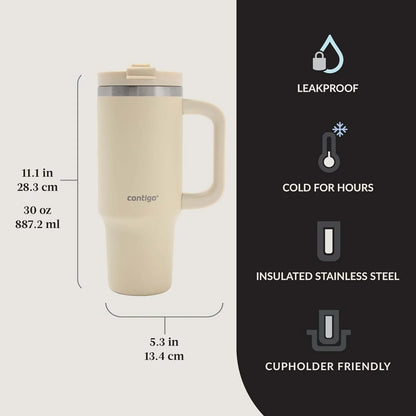 Contigo Streeterville 30oz Tumbler, Stainless Steel Vacuum Insulated, Leak-Proof, Cold for 29 Hours, Fits in cupholders, Cucumber