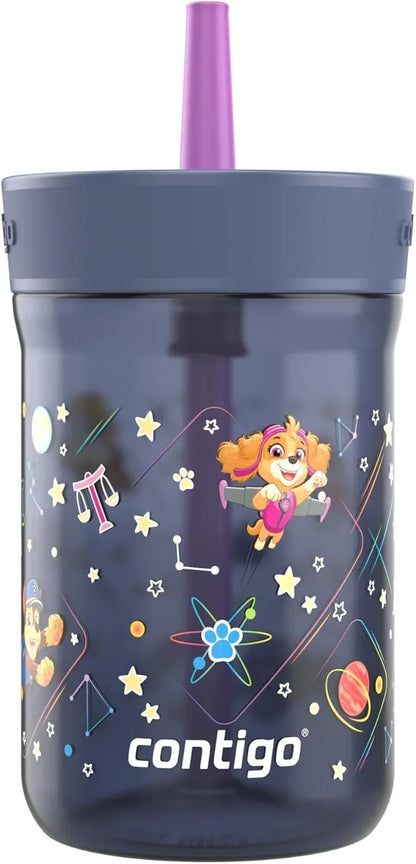 Contigo Kids’ Leighton Straw Tumbler with Spill-Proof Leak-Proof Lid 14oz Juniper/Blue Forest