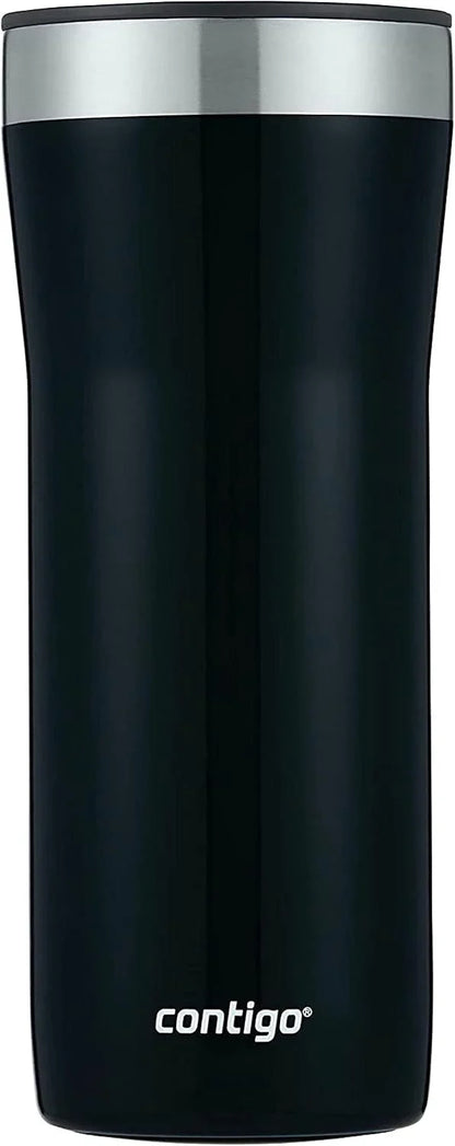 Contigo Streeterville Stainless Steel Vacuum-Insulated Tumbler with Straw and Splash-Proof Slider Lid, Keeps Drinks Hot up to 8hrs or Cold for 24hrs, Great for Travel/Work/School, 24oz Blue Corn
