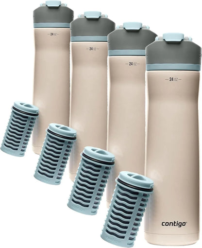 Contigo Clybourn Chill Stainless Steel Filter Water Bottle, 24 oz, Salt