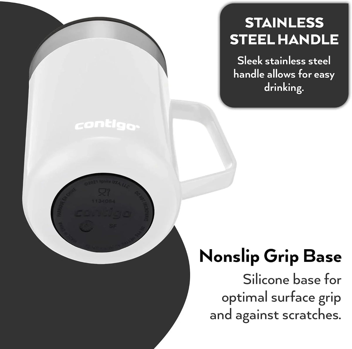 Contigo Stainless Steel Insulated Coffee Mug with Handle, Keeps Drinks Hot for Up to 5 Hours, 410 ml