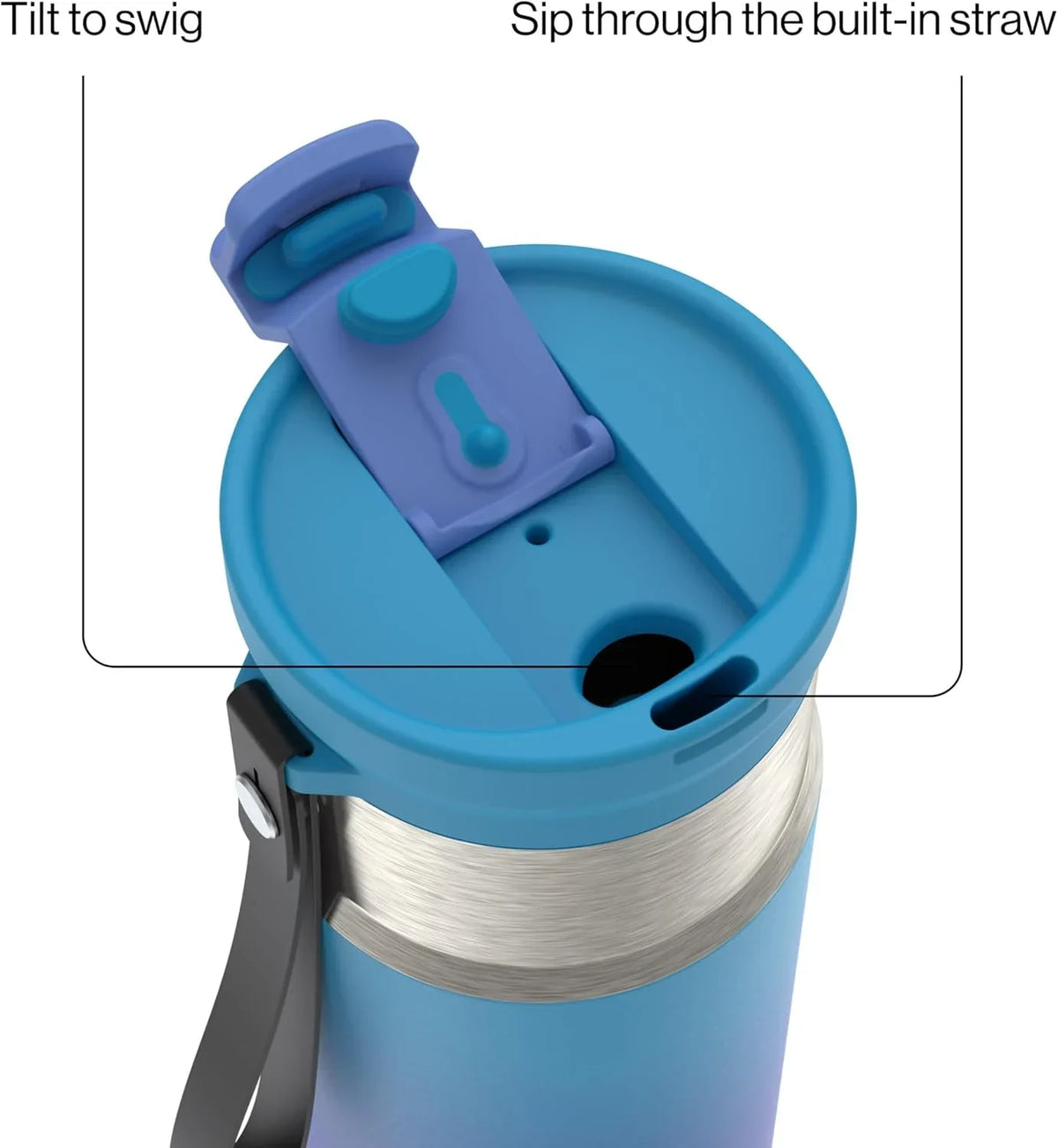 Contigo DualSip 16 oz Compact Stainless Steel Vacuum-Insulated Water Bottle with 2-in-1 Leakproof Lid (Straw or Spout), BPA-Free & Lead-Free, Dishwasher Safe