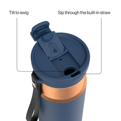 Contigo DualSip 24 oz Stainless Steel Vacuum-Insulated Water Bottle with Carry Strap & 2-in-1 Leakproof Lid (Straw or Spout), BPA-Free & Lead-Free, Dishwasher Safe