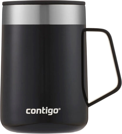 Contigo Streeterville Stainless Steel Mug with Handle and Splash-Proof Lid, Vacuum-Insulated Metal Cup for Coffee and Tea with Handle and Grip Base to Prevent Slipping, Licorice, 14 oz (414 mL)