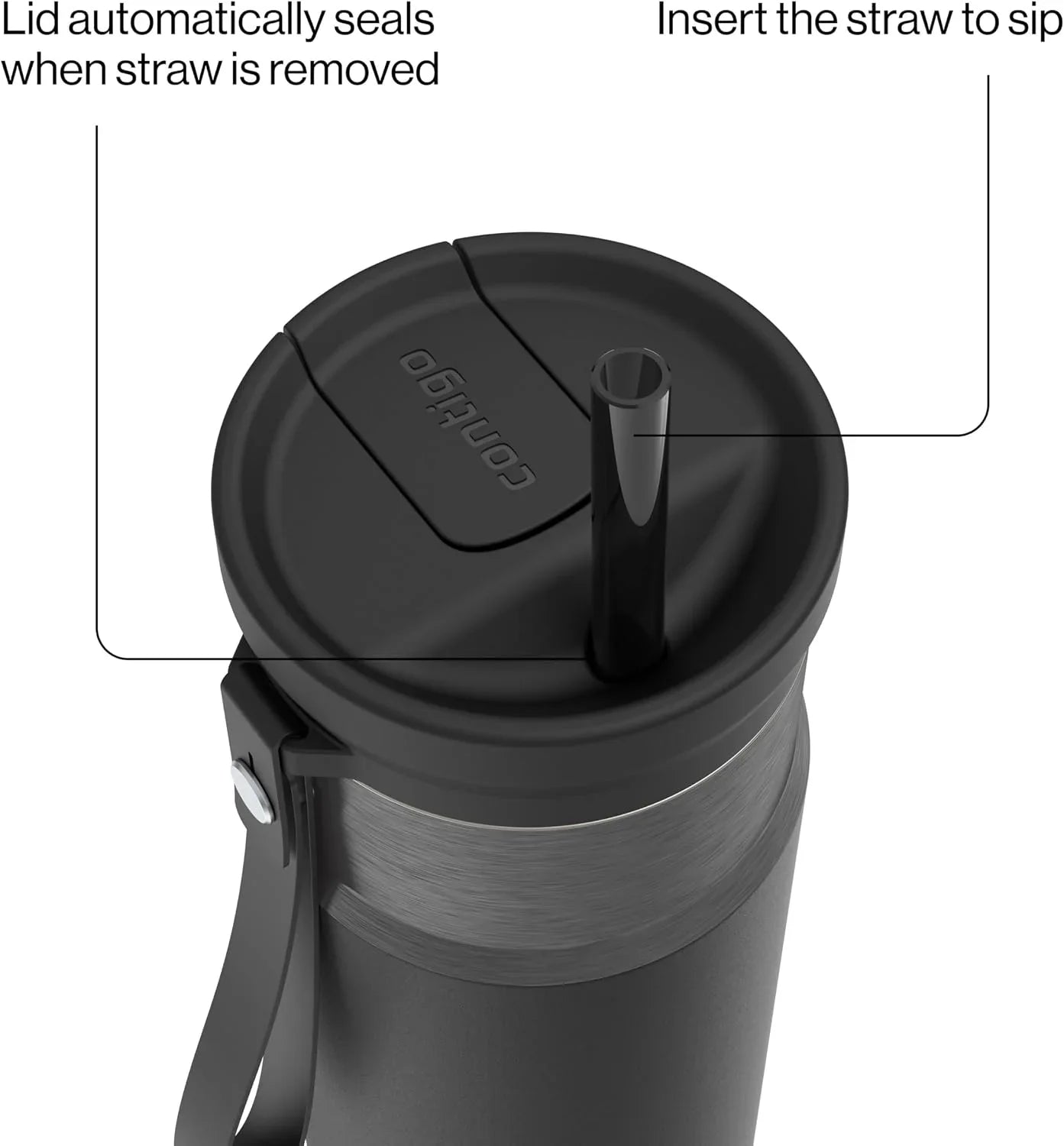 Contigo SnapSeal 24 oz Stainless Steel Vacuum-Insulated Water Bottle with Leakproof AutoClose Lid, Carry Strap & Reusable Straw, BPA-Free & Lead-Free, Dishwasher Safe