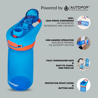 Contigo Jessie Autopop Kids Drinking Water Bottle | Leakproof | 420 ml