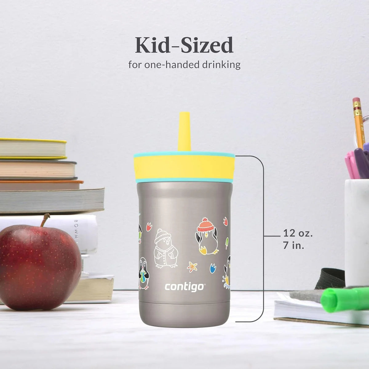 Contigo Leighton Insulated Straw Tumbler, 12 oz, Spacecraft/Juniper Lid