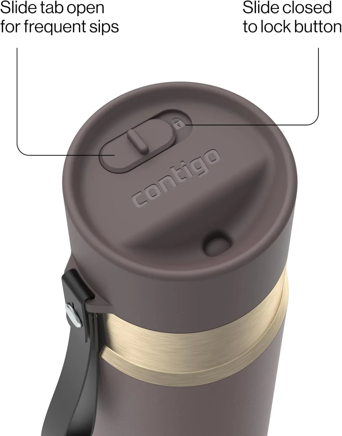 Contigo AutoSeal 24 oz Stainless Steel Vacuum-Insulated Water Bottle with Leakproof Push-Button Spout & Lock, Carry Strap, BPA-Free & Lead-Free, Dishwasher Safe