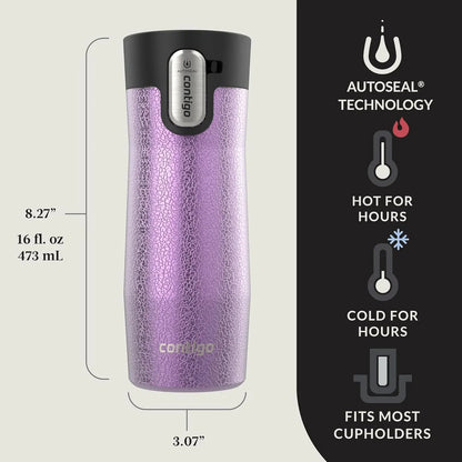 Contigo AUTOSEAL West Loop Vacuum-Insulated Stainless Steel Travel Mug with Easy-Clean Lid 24 oz Crystal Agave