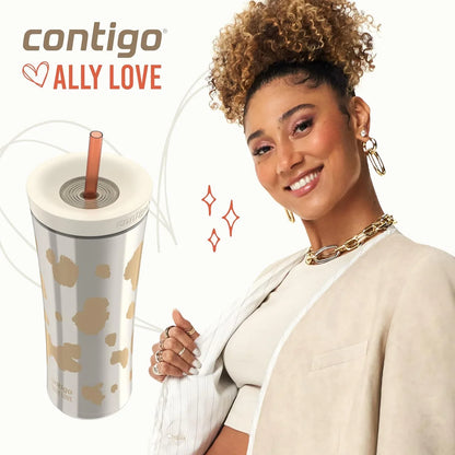 Contigo x Ally Love Shake & Go Tumbler, Autoclose Lid, Leak Proof, 20oz, Licorice