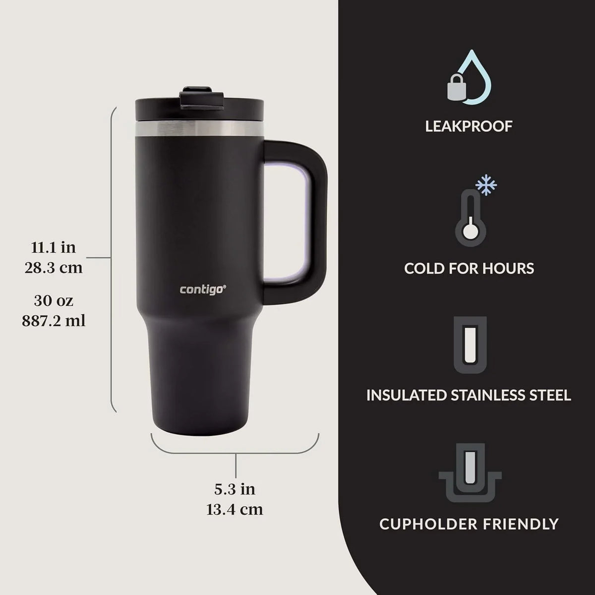 Contigo Streeterville 40oz Tumbler, Stainless Steel Vacuum Insulated, Leak-Proof, Cold for 29 Hours, Salt