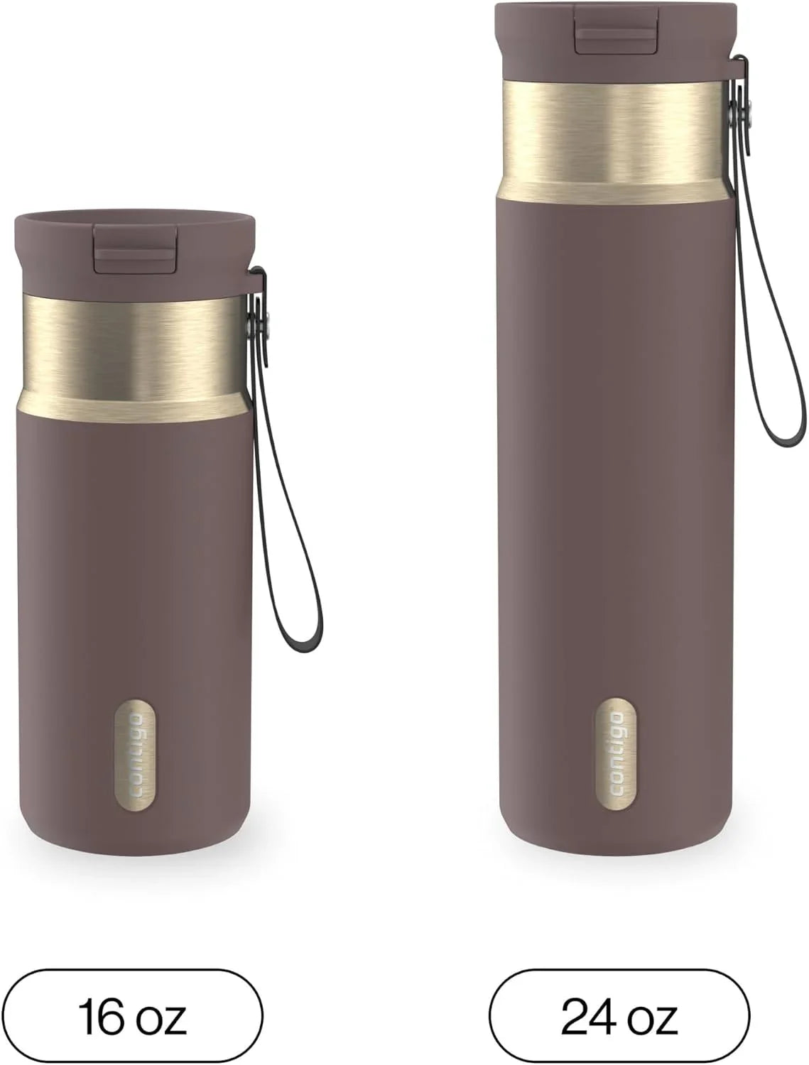 Contigo SnapSeal 24 oz Stainless Steel Vacuum-Insulated Water Bottle with Leakproof AutoClose Lid, Carry Strap & Reusable Straw, BPA-Free & Lead-Free, Dishwasher Safe
