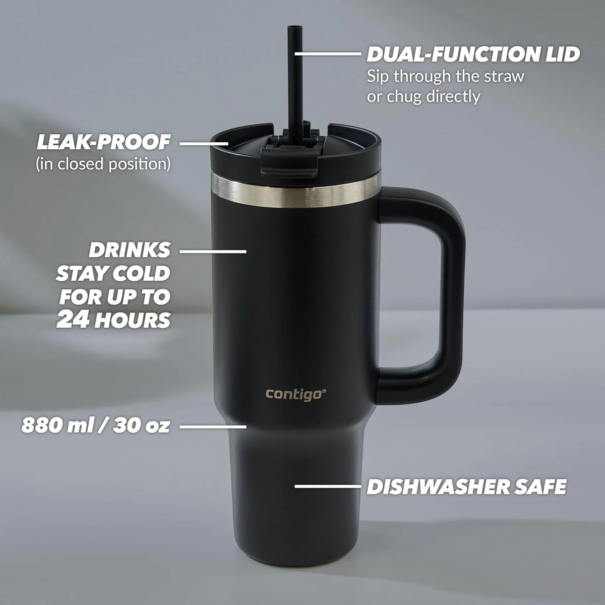 Contigo Streeterville 40oz Tumbler, Stainless Steel Vacuum Insulated, Leak-Proof, Cold for 29 Hours, Salt