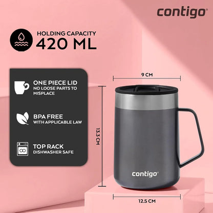 Contigo Stainless Steel Insulated Coffee Mug with Handle, Keeps Drinks Hot for Up to 5 Hours, 410 ml