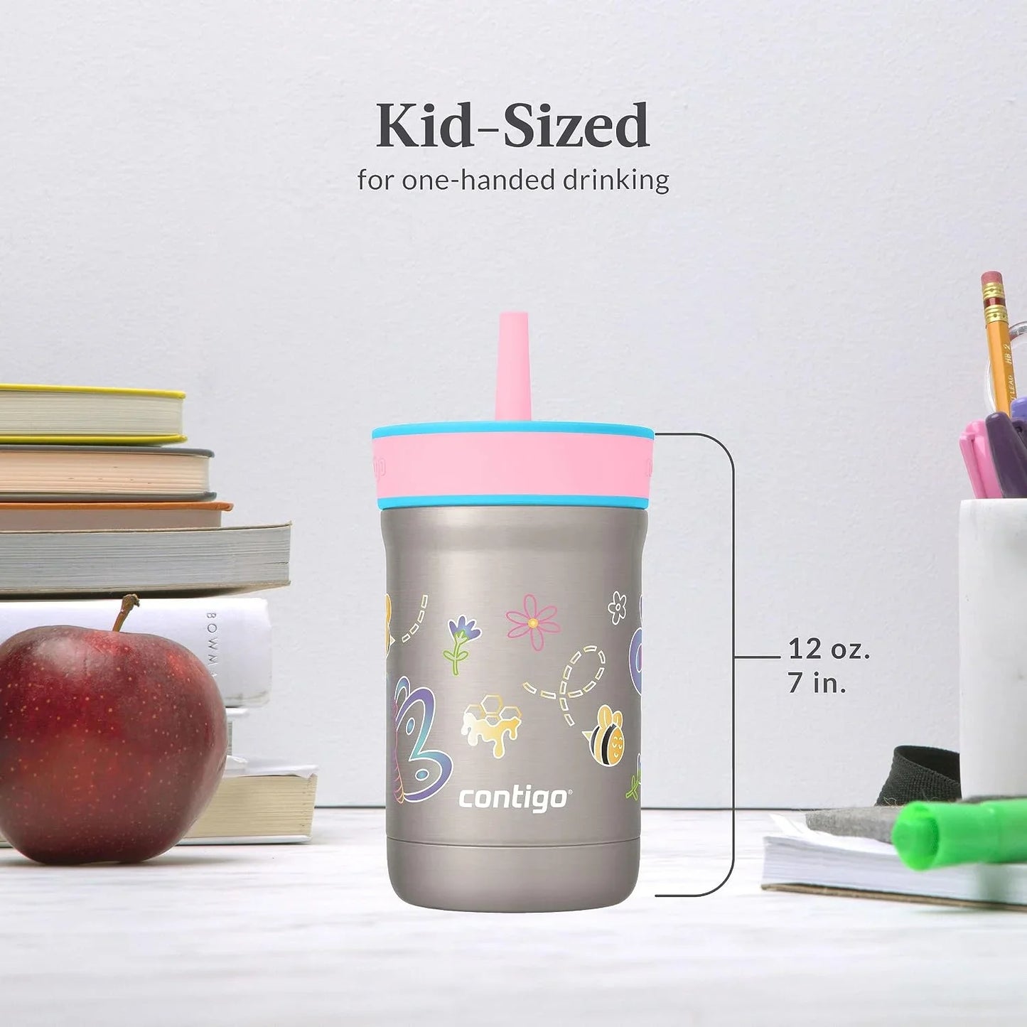 Contigo Leighton Insulated Straw Tumbler, 12 oz, Spacecraft/Juniper Lid