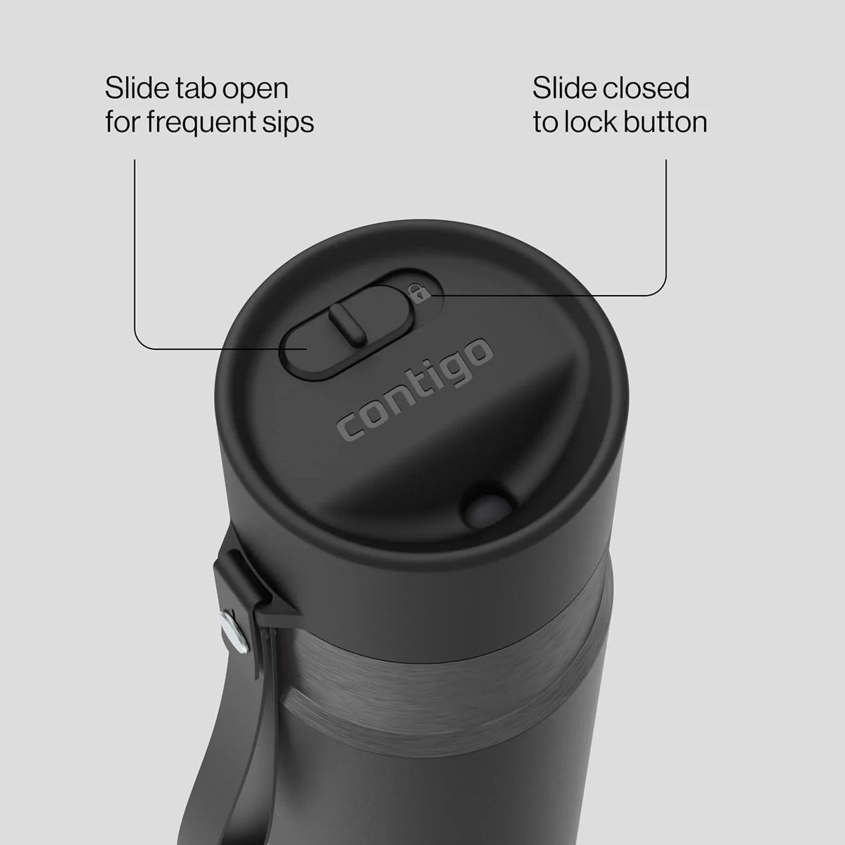 Contigo AutoSeal 24 oz Stainless Steel Vacuum-Insulated Water Bottle with Leakproof Push-Button Spout & Lock, Carry Strap, BPA-Free & Lead-Free, Dishwasher Safe