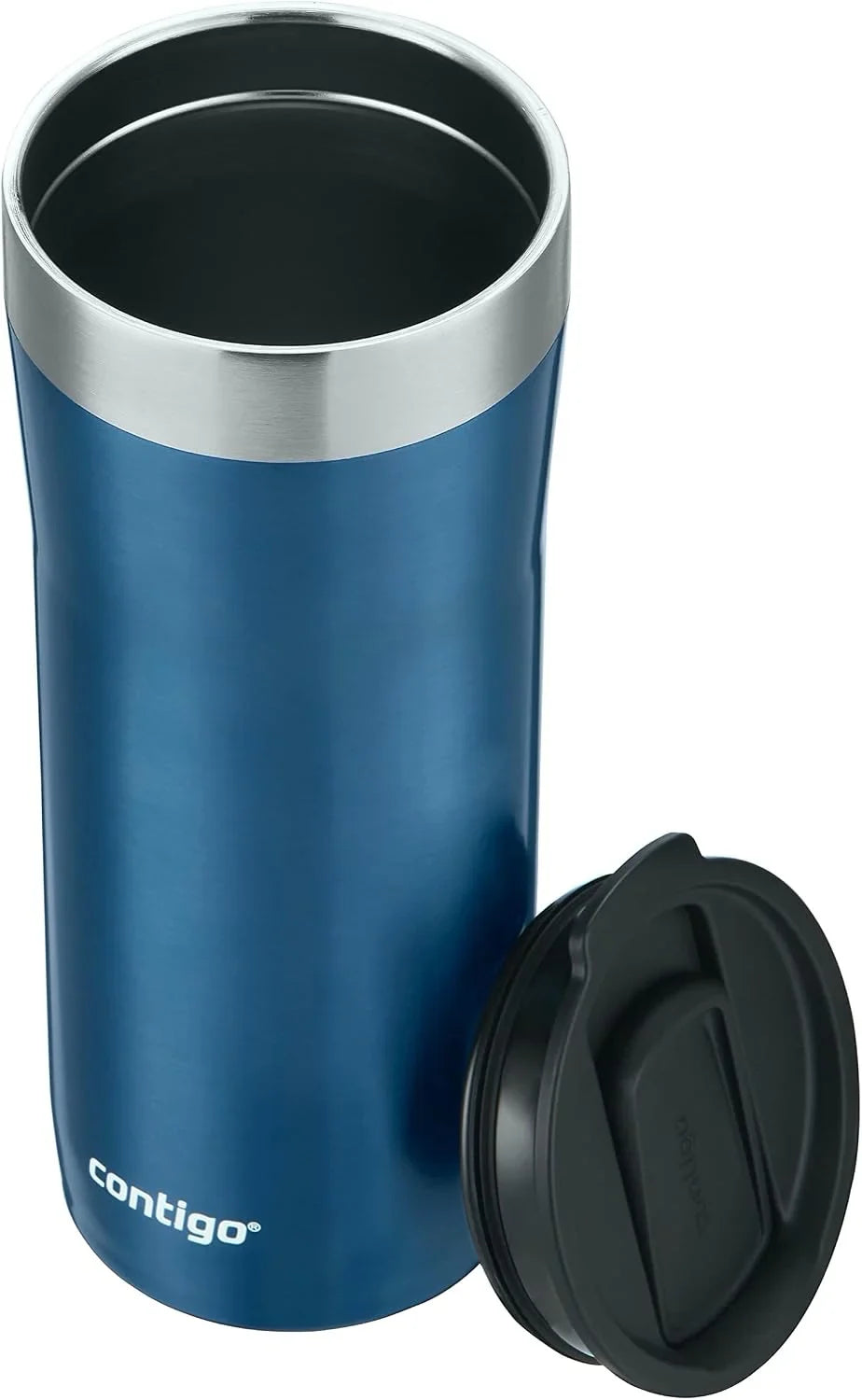 Contigo Streeterville Stainless Steel Vacuum-Insulated Tumbler with Straw and Splash-Proof Slider Lid, Keeps Drinks Hot up to 8hrs or Cold for 24hrs, Great for Travel/Work/School, 24oz Blue Corn
