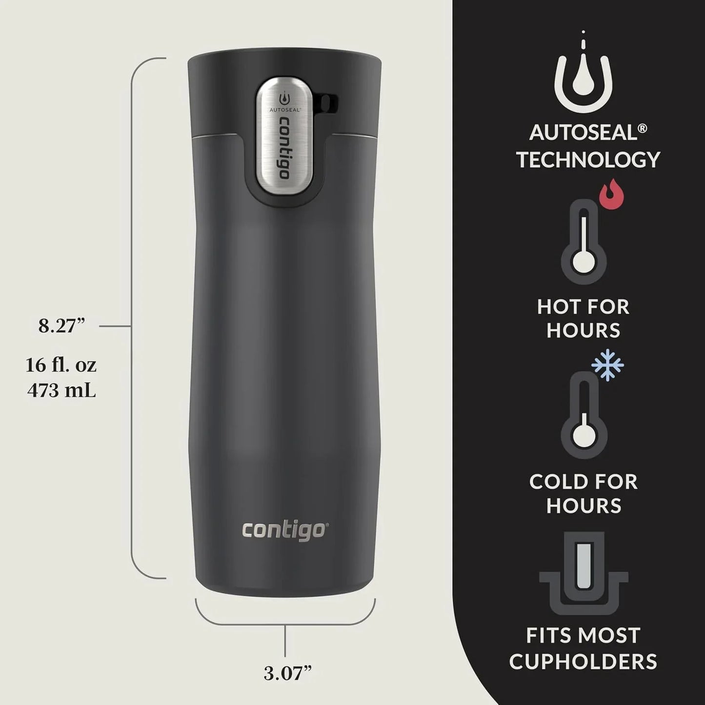 Contigo AUTOSEAL West Loop Vacuum-Insulated Stainless Steel Travel Mug with Easy-Clean Lid 24 oz Crystal Agave