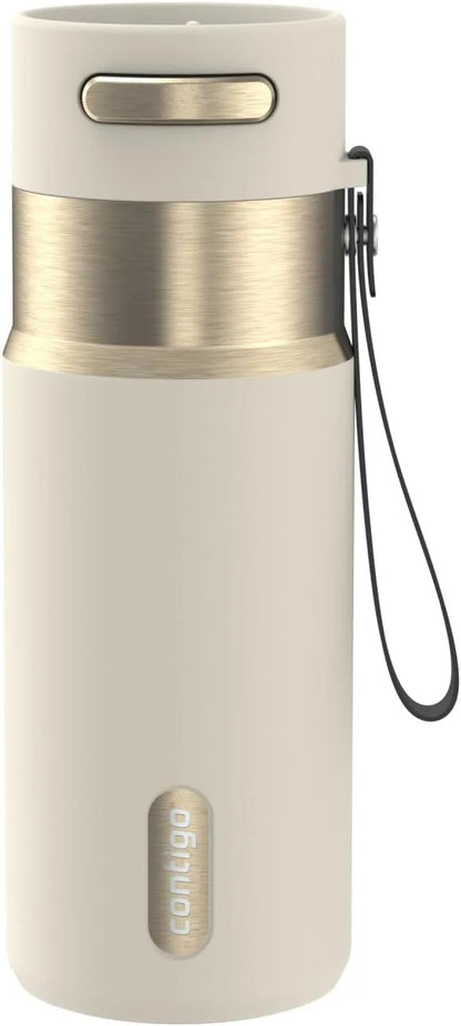 Contigo AutoSeal 24 oz Stainless Steel Vacuum-Insulated Water Bottle with Leakproof Push-Button Spout & Lock, Carry Strap, BPA-Free & Lead-Free, Dishwasher Safe