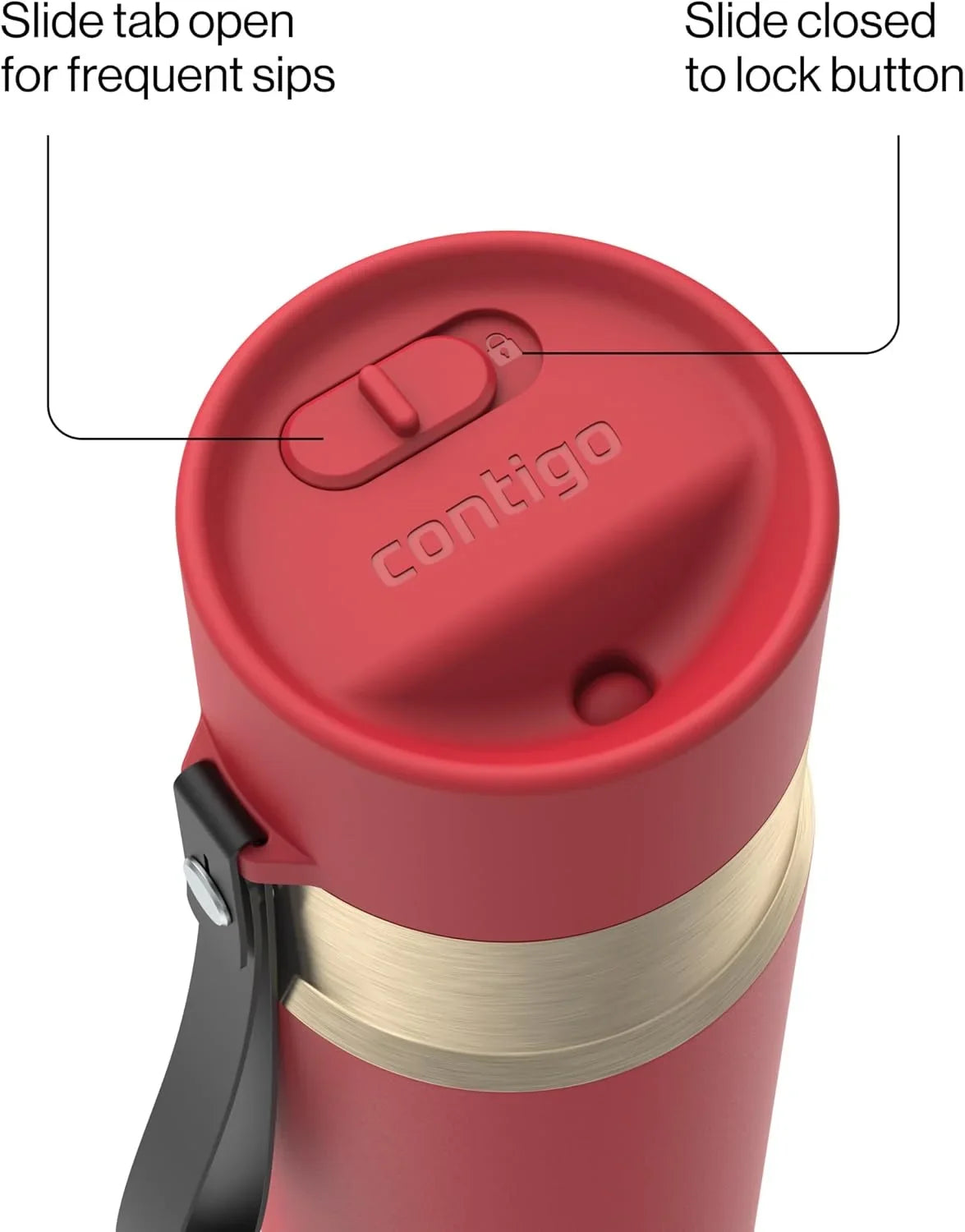 Contigo AutoSeal 24 oz Stainless Steel Vacuum-Insulated Water Bottle with Leakproof Push-Button Spout & Lock, Carry Strap, BPA-Free & Lead-Free, Dishwasher Safe