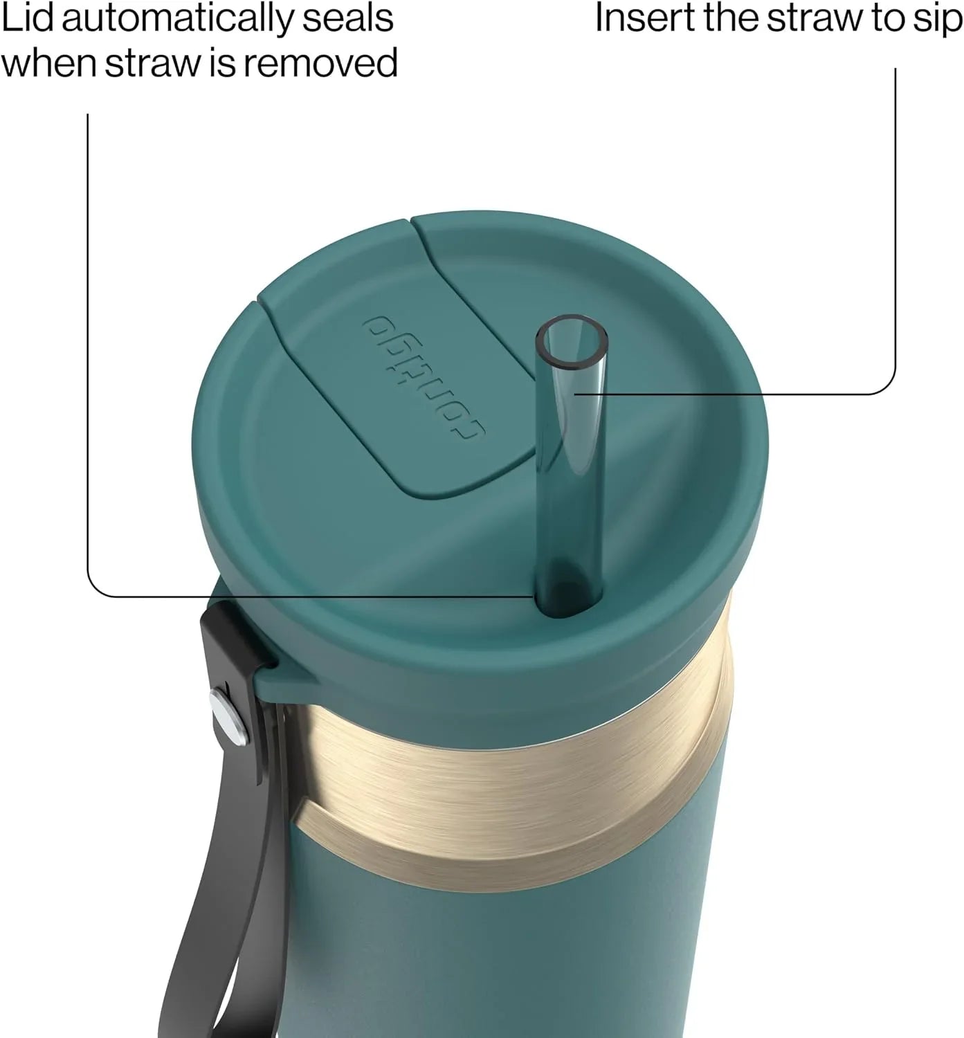Contigo SnapSeal 24 oz Stainless Steel Vacuum-Insulated Water Bottle with Leakproof AutoClose Lid, Carry Strap & Reusable Straw, BPA-Free & Lead-Free, Dishwasher Safe