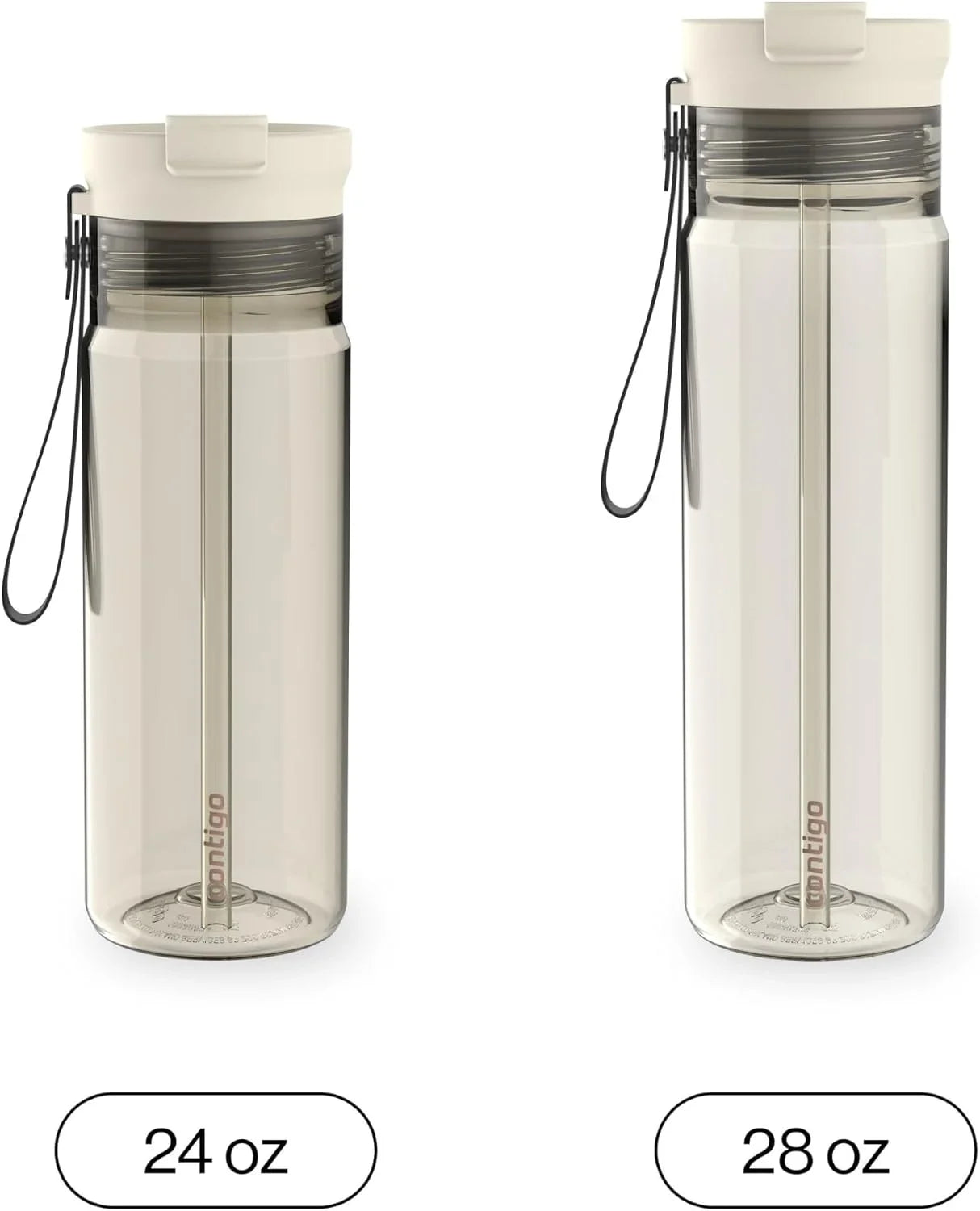 Contigo DualSip 24 oz Tritan Plastic Water Bottle with Carry Strap & 2-in-1 Leakproof Lid (Straw or Spout), BPA-Free, Dishwasher Safe