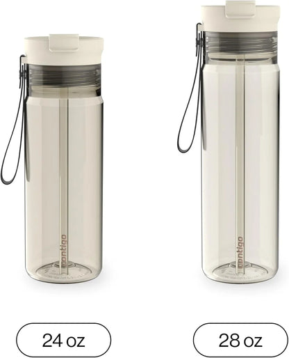 Contigo DualSip 24 oz Tritan Plastic Water Bottle with Carry Strap & 2-in-1 Leakproof Lid (Straw or Spout), BPA-Free, Dishwasher Safe