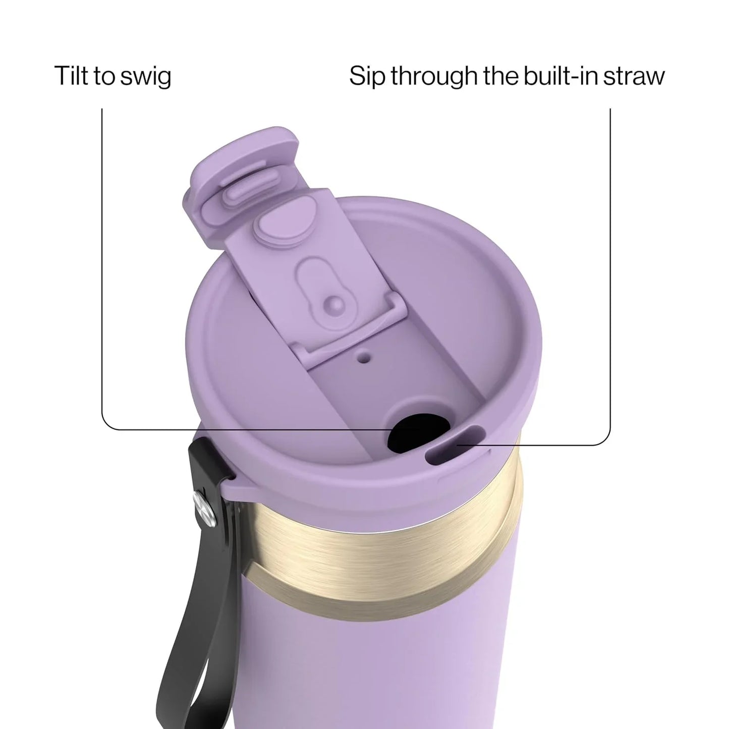 Contigo DualSip 24 oz Stainless Steel Vacuum-Insulated Water Bottle with Carry Strap & 2-in-1 Leakproof Lid (Straw or Spout), BPA-Free & Lead-Free, Dishwasher Safe