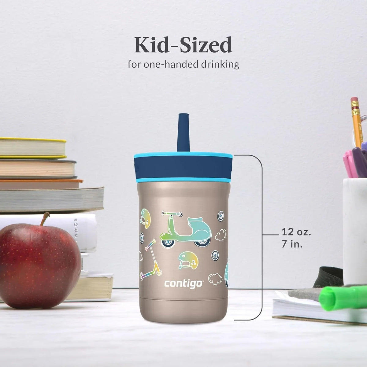 Contigo Leighton Insulated Straw Tumbler, 12 oz, Spacecraft/Juniper Lid