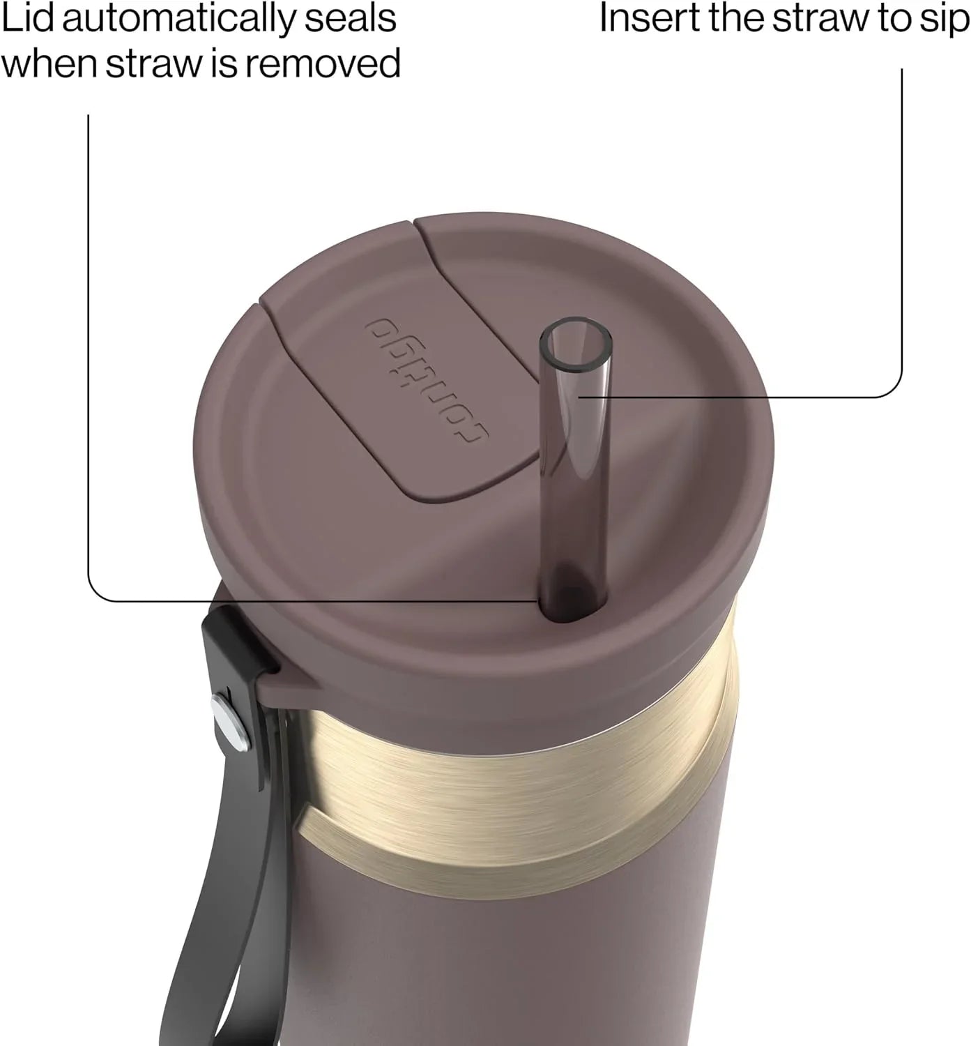 Contigo SnapSeal 24 oz Stainless Steel Vacuum-Insulated Water Bottle with Leakproof AutoClose Lid, Carry Strap & Reusable Straw, BPA-Free & Lead-Free, Dishwasher Safe