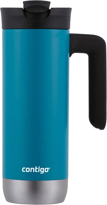 Contigo Superior 2.0 Stainless Steel Travel Mug with Handle Leak-Proof Lid Double-Wall Insulation for Hot & Cold Beverages, 20oz ,Dark Ice, Ideal for Commuting and Travel
