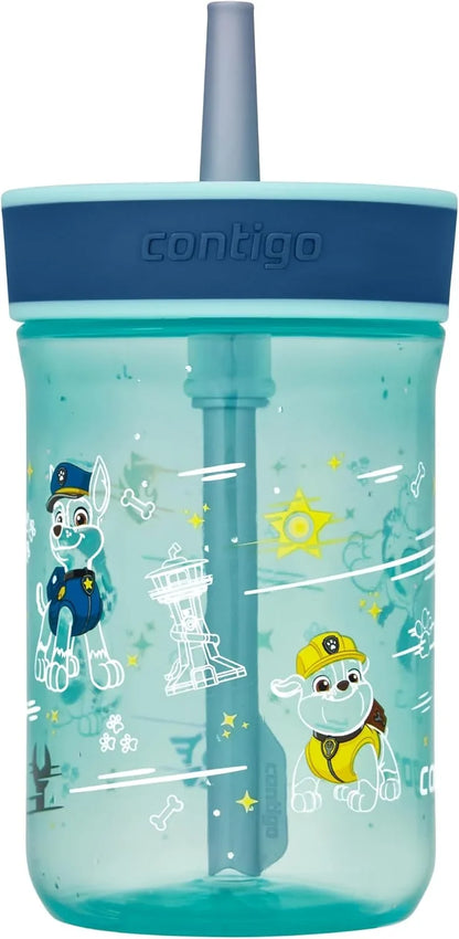 Contigo Kids’ Leighton Straw Tumbler with Spill-Proof Leak-Proof Lid 14oz Juniper/Blue Forest