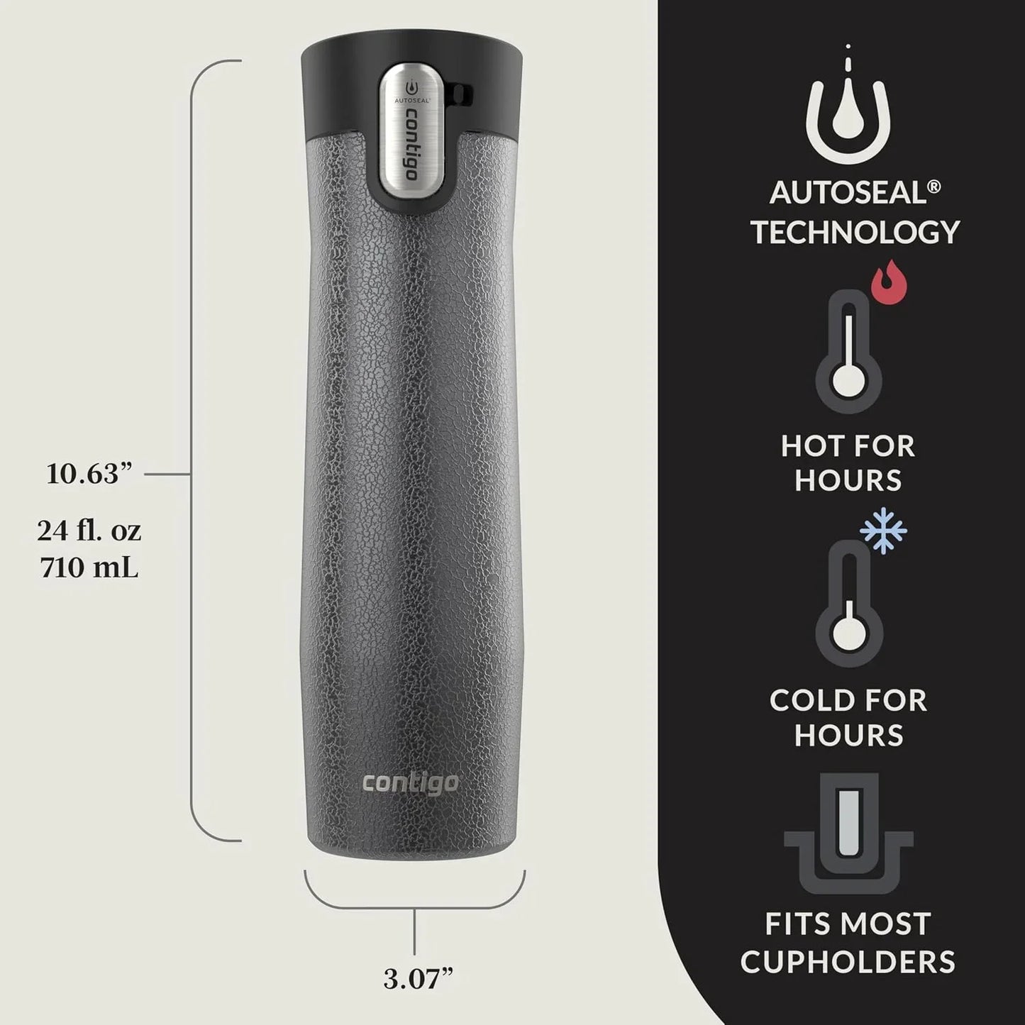 Contigo AUTOSEAL West Loop Vacuum-Insulated Stainless Steel Travel Mug with Easy-Clean Lid 24 oz Crystal Agave