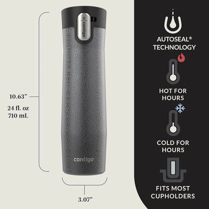 Contigo AUTOSEAL West Loop Vacuum-Insulated Stainless Steel Travel Mug with Easy-Clean Lid 24 oz Crystal Agave