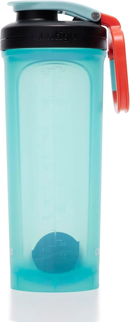 Contigo Shake & Go 2.0 Protein Shaker Bottle with Mixer Ball | Large BPA Free Blender | Ideal for Protein Powder, Nutrition Shakes or Smoothies | Leak Proof Sports Bottle | 820 ml