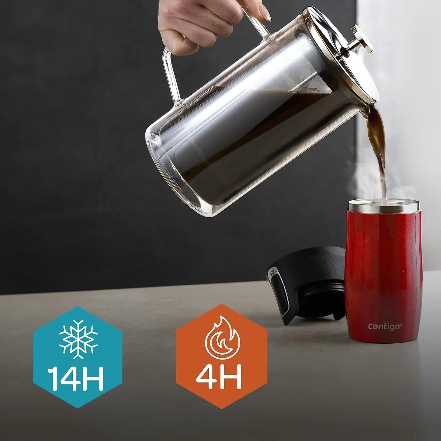 Contigo West Loop Mini Autoseal Travel Mug | Stainless Steel Thermal Mug | Vacuum Flask | Leakproof Tumbler | Coffee to go Mug with BPA Free Easy-Clean Lid | Lakeside | 300 ml
