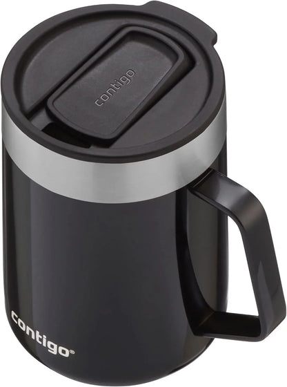 Contigo Streeterville Desk Mug, Insulated Coffee Mug with Stainless Steel Handle, Coffee to go Mug with lid, Keeps Coffee and Tea Warm for up to 5 Hours, Ideal for Office & Home, 410 ml
