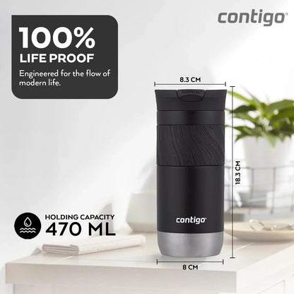 Contigo Byron 2.0 Thermo, Stainless Steel Insulated Snapseal Closure, Coffee Mug to go, 100% Leak Proof, Dishwasher Safe lid, BPA Free, Keeps Warm up to 6 Hours, 470 ml