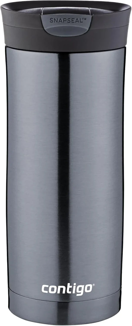 Contigo Huron Snapseal Travel Mug, Stainless Steel Thermal Mug, Vacuum Flask, Leakproof Tumbler, Coffee Mug with BPA Free Easy-Clean Lid, 470 ml