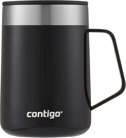 Contigo Streeterville Desk Mug, Insulated Coffee Mug with Stainless Steel Handle, Coffee to go Mug with lid, Keeps Coffee and Tea Warm for up to 5 Hours, Ideal for Office & Home, 410 ml