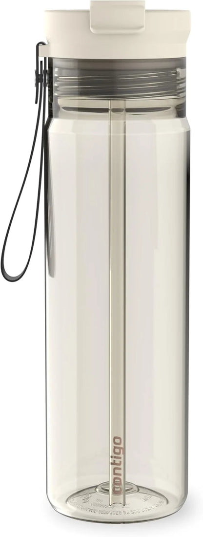 Contigo DualSip 24 oz Tritan Plastic Water Bottle with Carry Strap & 2-in-1 Leakproof Lid (Straw or Spout), BPA-Free, Dishwasher Safe