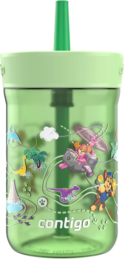 Contigo Kids’ Leighton Straw Tumbler with Spill-Proof Leak-Proof Lid 14oz Juniper/Blue Forest