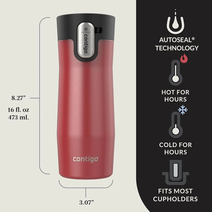 Contigo AUTOSEAL West Loop Vacuum-Insulated Stainless Steel Travel Mug with Easy-Clean Lid 24 oz Crystal Agave