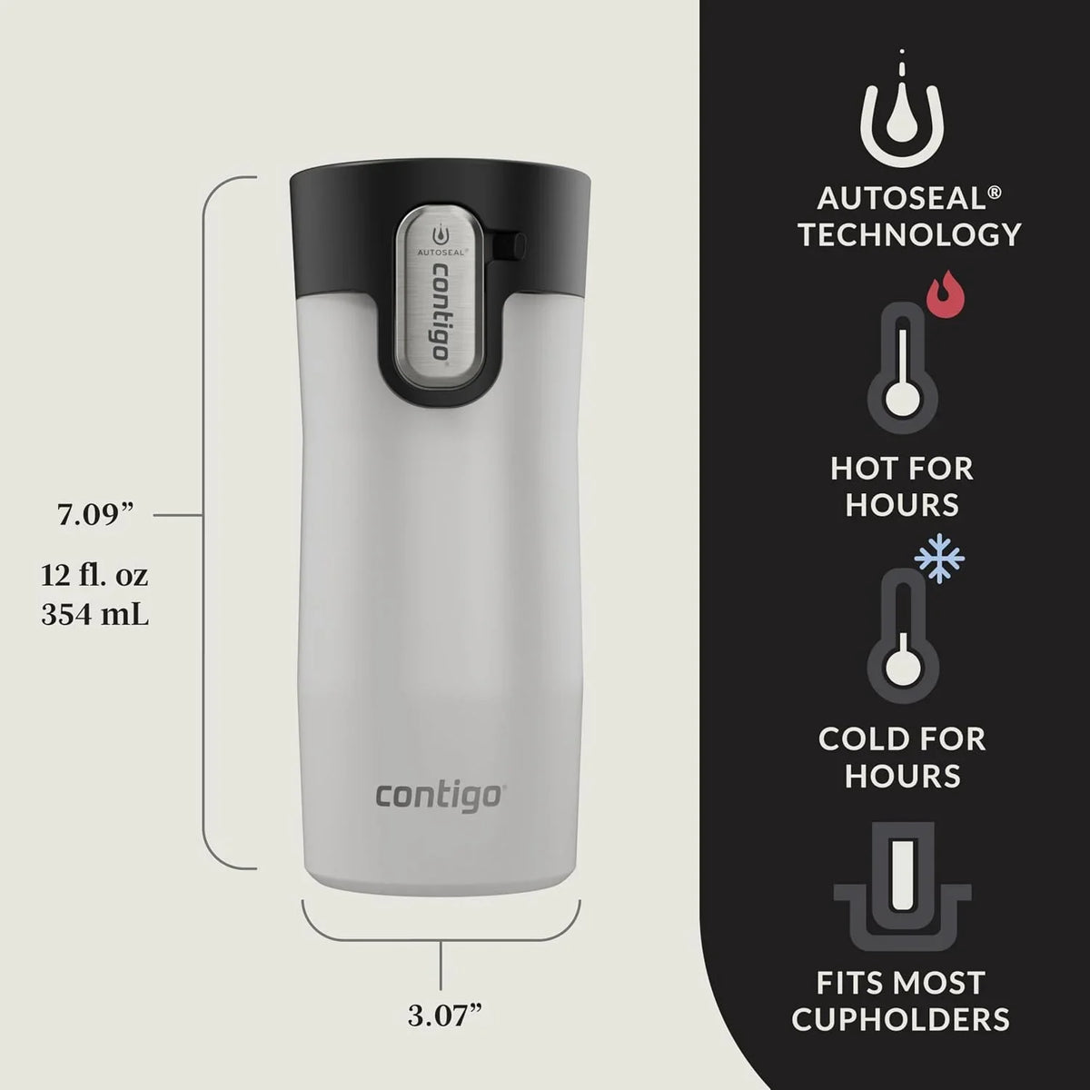 Contigo AUTOSEAL West Loop Vacuum-Insulated Stainless Steel Travel Mug with Easy-Clean Lid 24 oz Crystal Agave