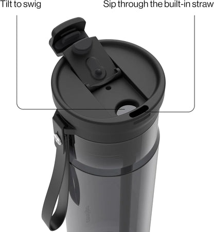 Contigo DualSip 24 oz Tritan Plastic Water Bottle with Carry Strap & 2-in-1 Leakproof Lid (Straw or Spout), BPA-Free, Dishwasher Safe