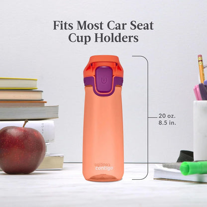 Contigo Autoseal Water Bottle, 20 oz, Coral/Grape