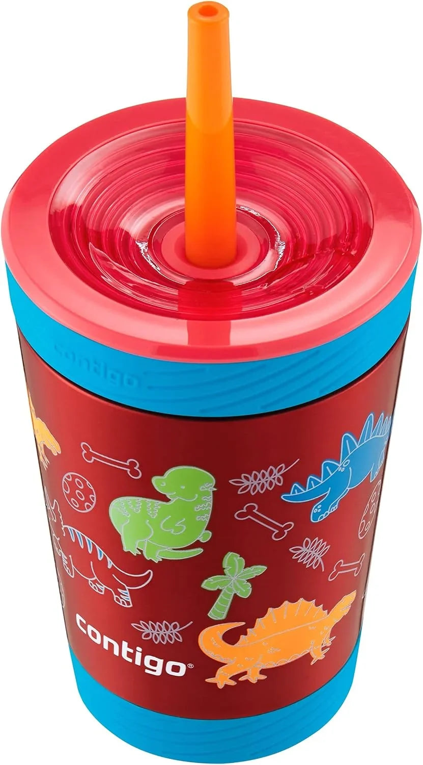 Contigo Kids Spill-Proof Tumbler with Straw & Leak-Proof Lid, 12oz Vacuum-Insulated Stainless Steel Water Bottle for Kids, Dishwasher Safe & Fits Most Cup Holders, Tumbler for School, Home, Travel