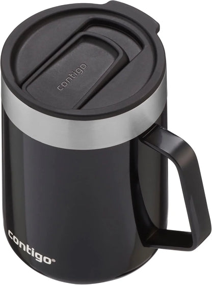 Contigo Streeterville Desk Mug, Insulated Coffee Mug with Stainless Steel Handle, Coffee to go Mug with lid, Keeps Coffee and Tea Warm for up to 5 Hours, Ideal for Office & Home, 410 ml